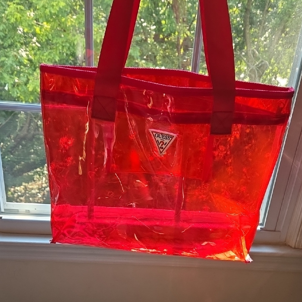 Guess Red Clear Tote - Picture 3 of 9
